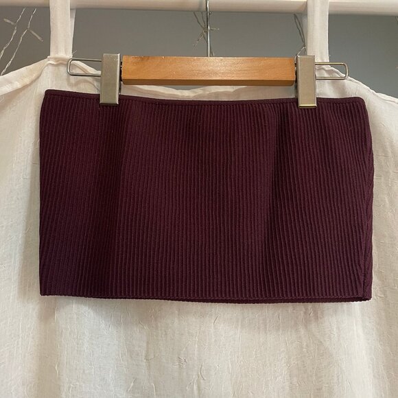 Maroon Ribbed Tube Top - Picture 1 of 5